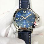 High Quality Panerai Luminor GMT PAM00320 Watch Blue Dial Blue Leather Strap